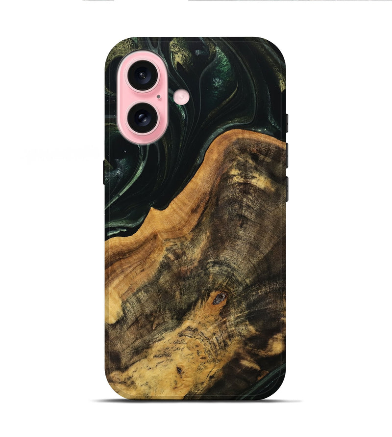 iPhone 16 Wood Live Edge Phone Case - Verile (Green, 740152)