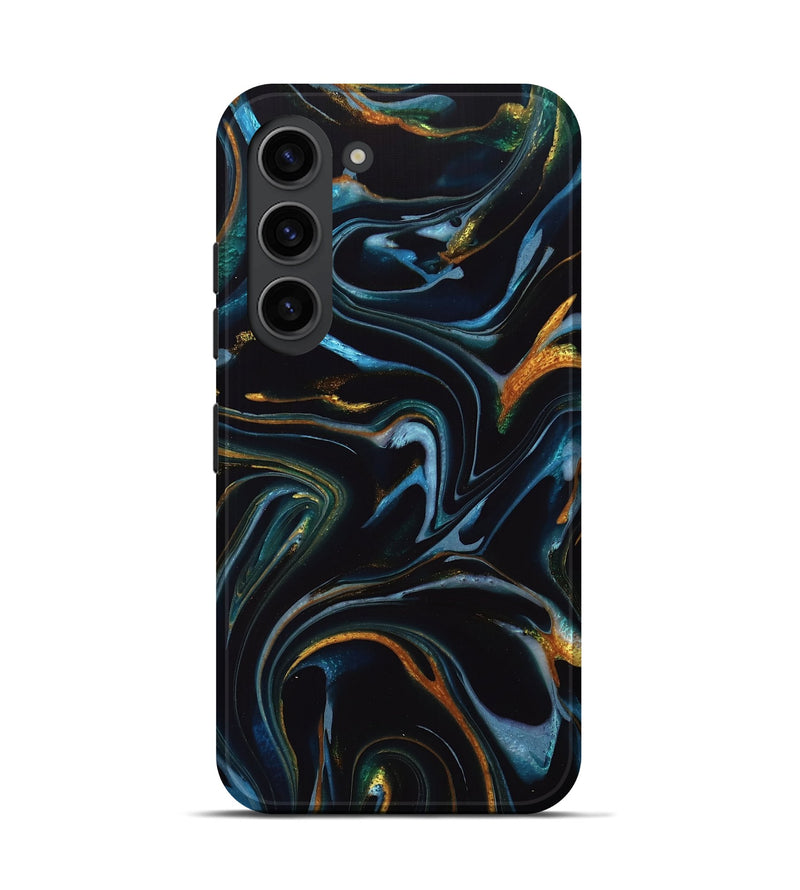 Galaxy S23 ResinArt Live Edge Phone Case - Deonta (Teal & Gold, 740157)