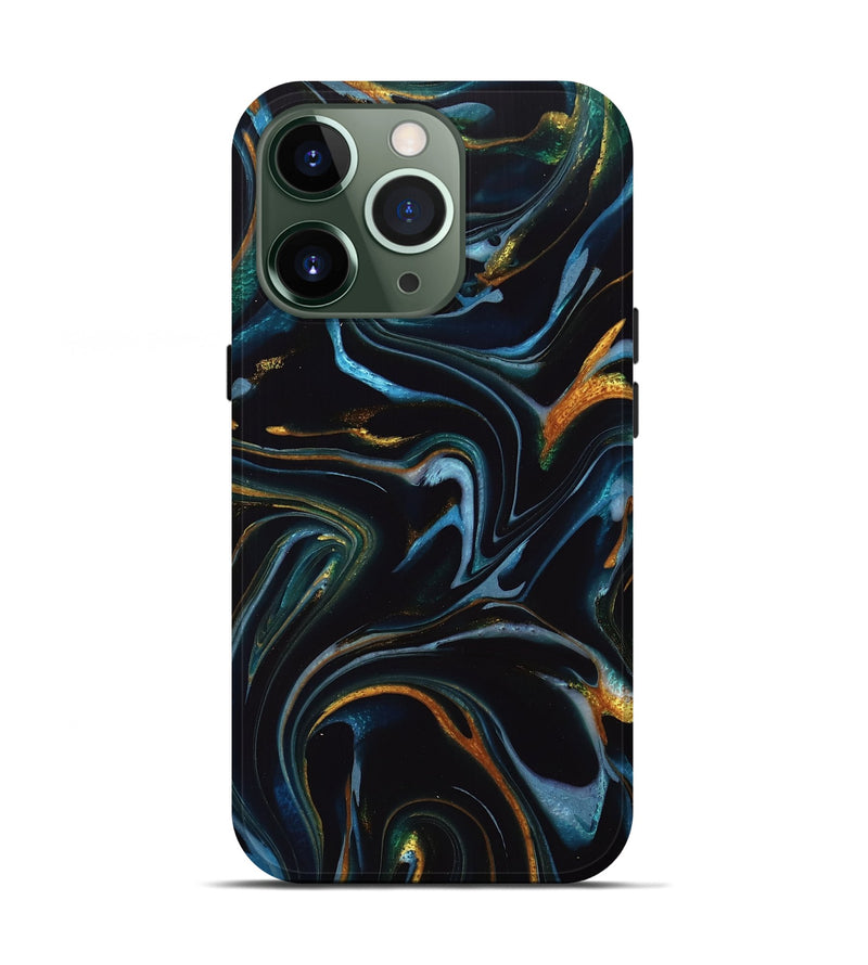 iPhone 13 Pro ResinArt Live Edge Phone Case - Deonta (Teal & Gold, 740157)