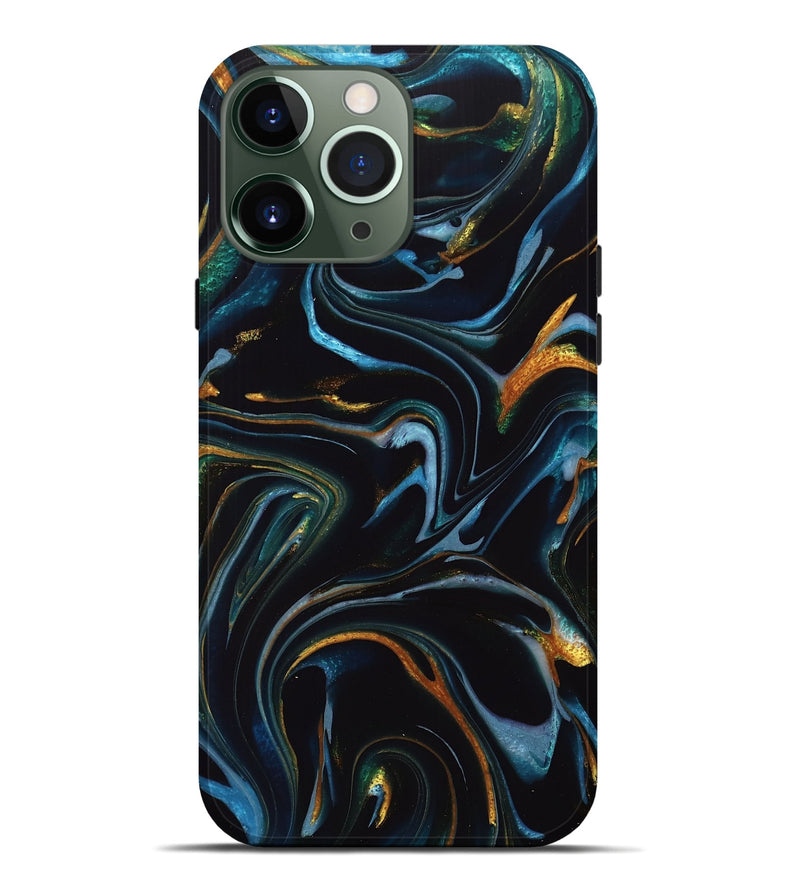 iPhone 13 Pro Max ResinArt Live Edge Phone Case - Deonta (Teal & Gold, 740157)