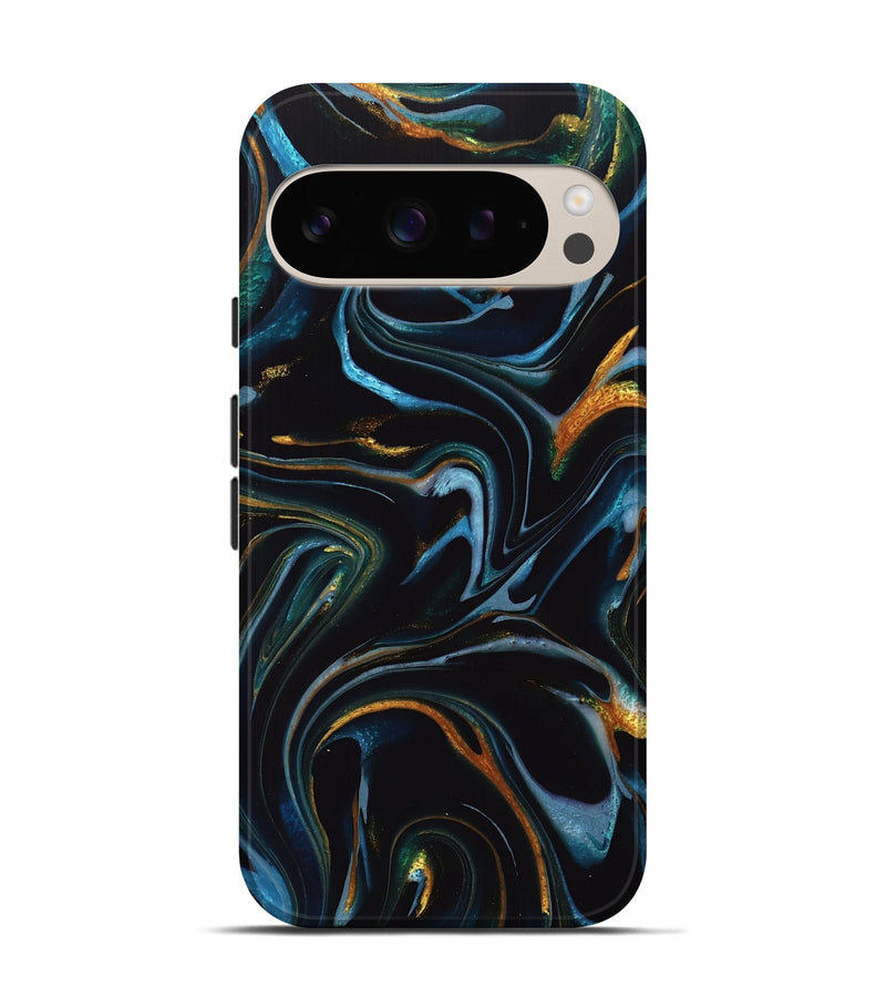 Pixel 9 Pro ResinArt Live Edge Phone Case - Deonta (Teal & Gold, 740157)