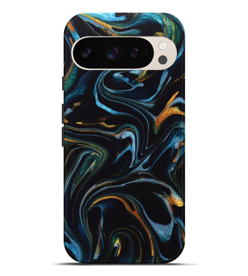 Pixel 9 Pro XL ResinArt Live Edge Phone Case - Deonta (Teal & Gold, 740157)