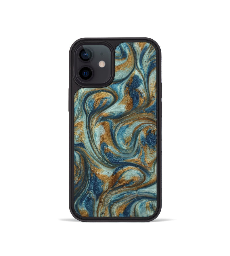 iPhone 12 mini ResinArt Phone Case - Anni (Teal & Gold, 740172)