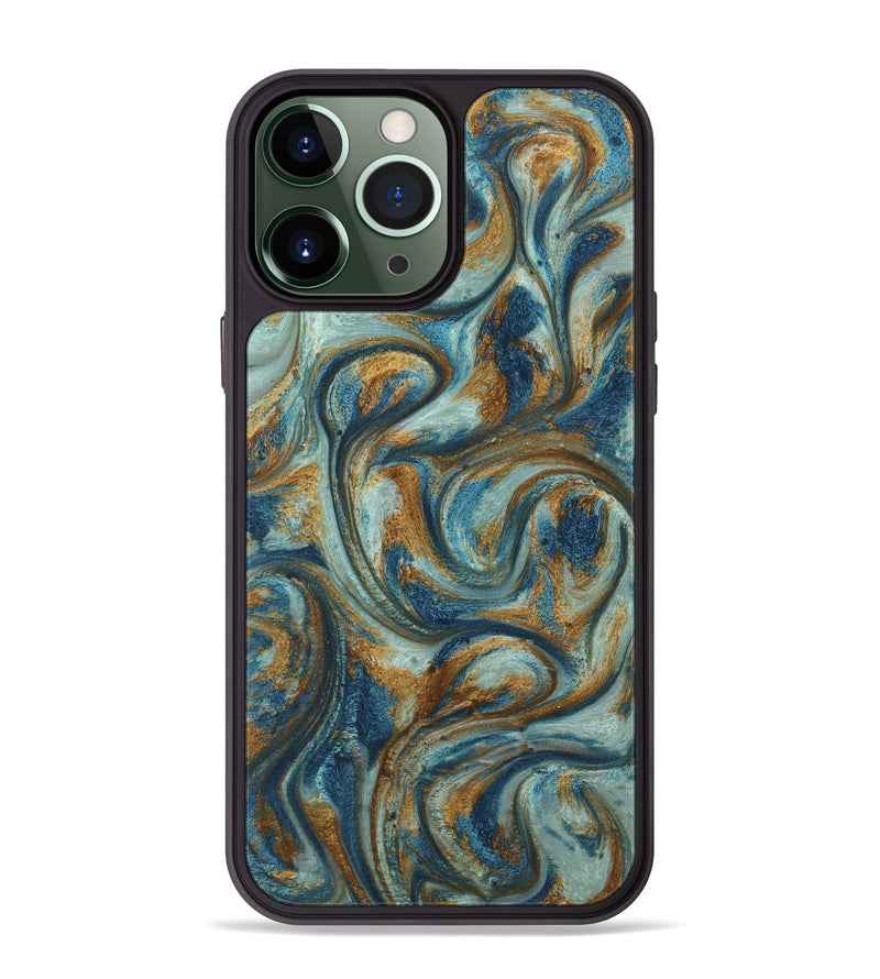 iPhone 13 Pro Max ResinArt Phone Case - Anni (Teal & Gold, 740172)