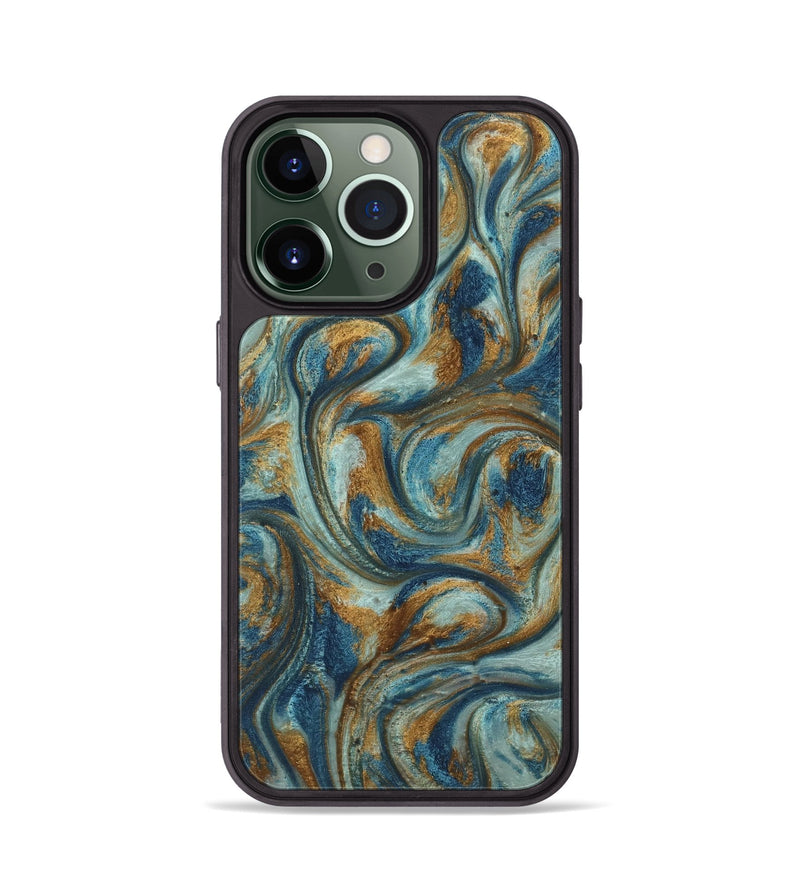 iPhone 13 Pro ResinArt Phone Case - Anni (Teal & Gold, 740172)