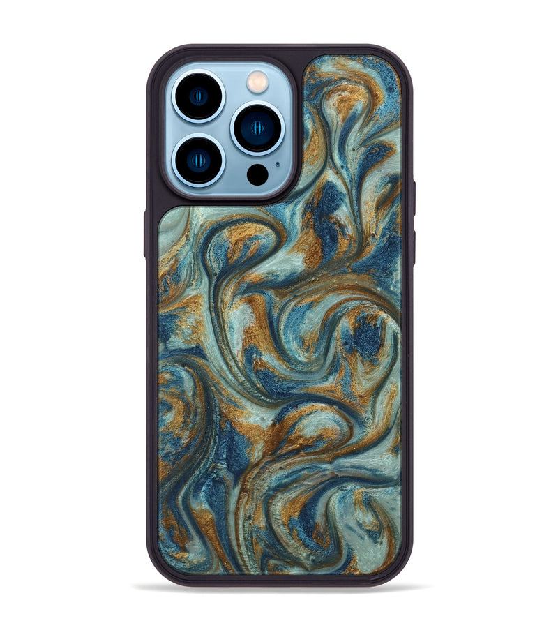 iPhone 14 Pro Max ResinArt Phone Case - Anni (Teal & Gold, 740172)