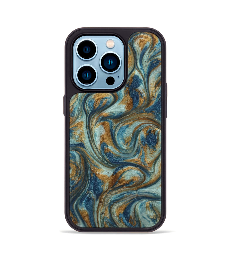 iPhone 14 Pro ResinArt Phone Case - Anni (Teal & Gold, 740172)