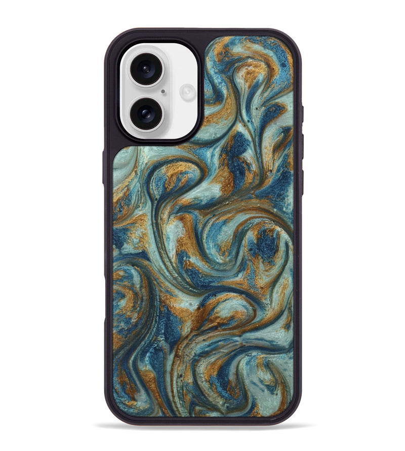 iPhone 16 Plus ResinArt Phone Case - Anni (Teal & Gold, 740172)