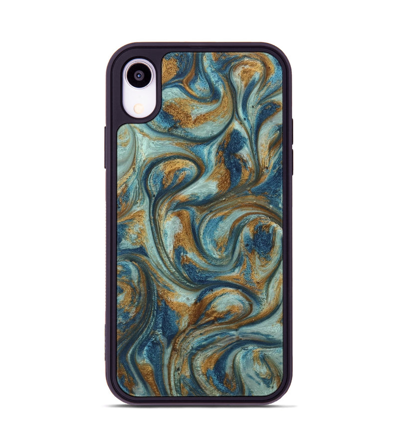 iPhone Xr ResinArt Phone Case - Anni (Teal & Gold, 740172)