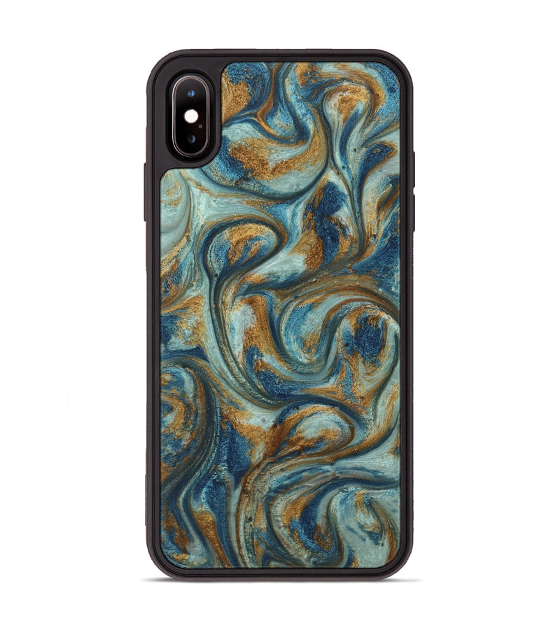 iPhone Xs Max ResinArt Phone Case - Anni (Teal & Gold, 740172)