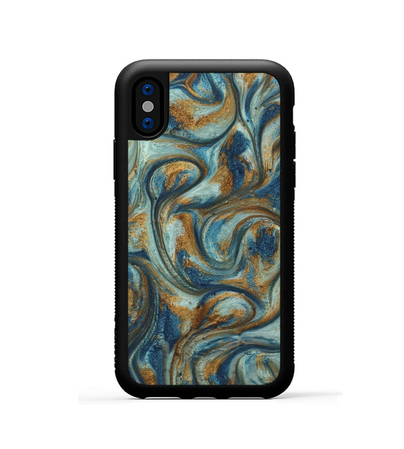 iPhone Xs ResinArt Phone Case - Anni (Teal & Gold, 740172)