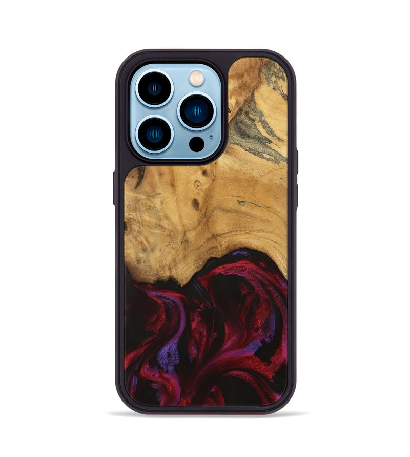 iPhone 14 Pro Wood Phone Case - Elysha (Red, 740191)