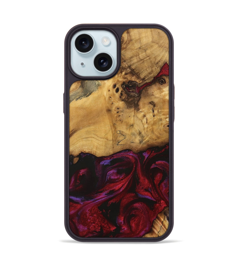 iPhone 15 Wood Phone Case - Evander (Red, 740193)