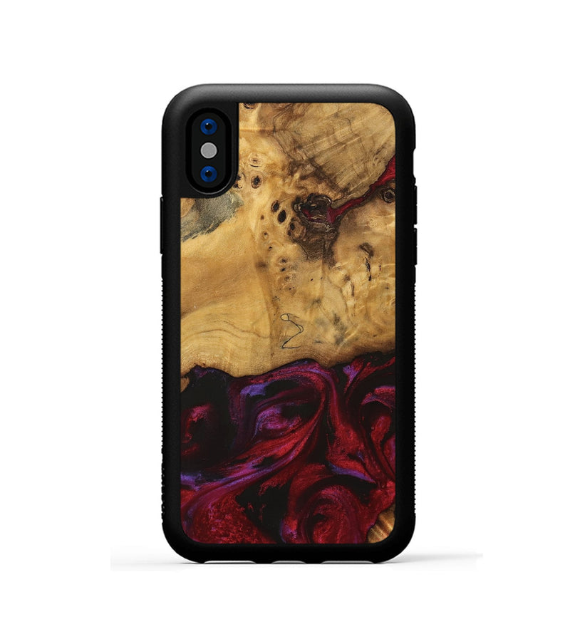 iPhone Xs Wood Phone Case - Evander (Red, 740193)