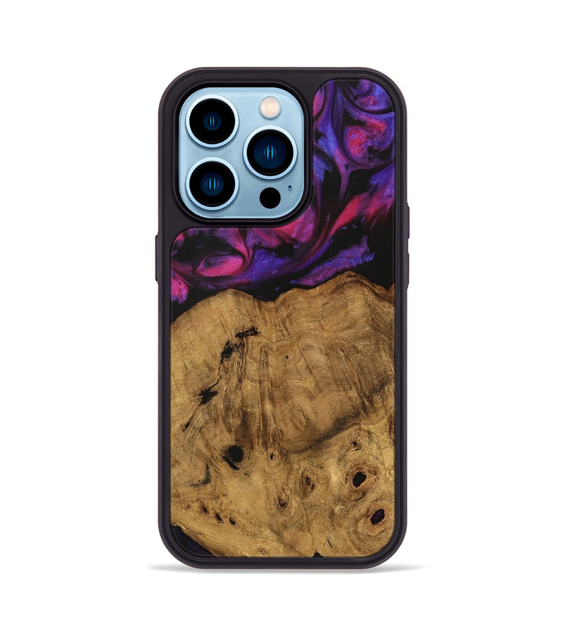 iPhone 14 Pro Wood Phone Case - Jordon (Purple, 740213)