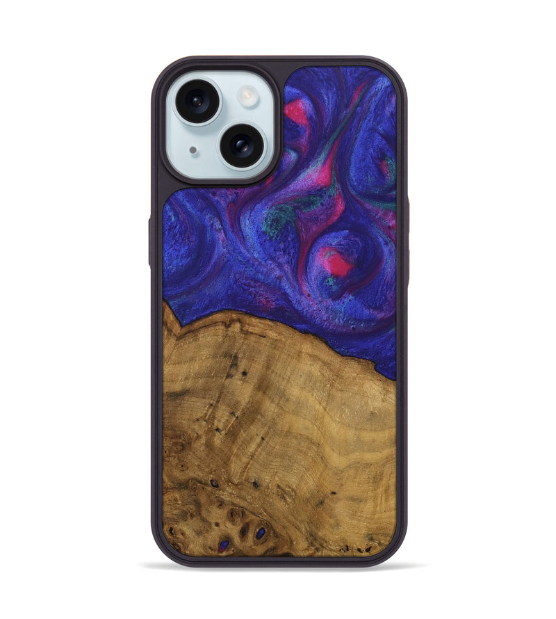 iPhone 15 Wood Phone Case - Naoma (Purple, 740228)