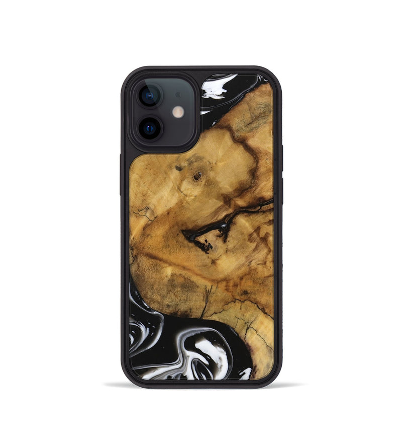 iPhone 12 mini Wood Phone Case - Amiya (Black & White, 740236)