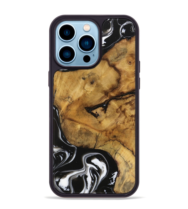 iPhone 14 Pro Max Wood Phone Case - Amiya (Black & White, 740236)