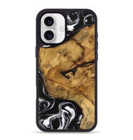 iPhone 16 Plus Wood Phone Case - Amiya (Black & White, 740236)