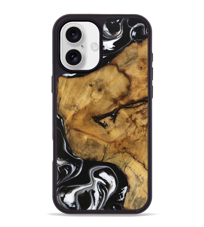 iPhone 16 Plus Wood Phone Case - Amiya (Black & White, 740236)