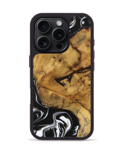 iPhone 16 Pro Wood Phone Case - Amiya (Black & White, 740236)