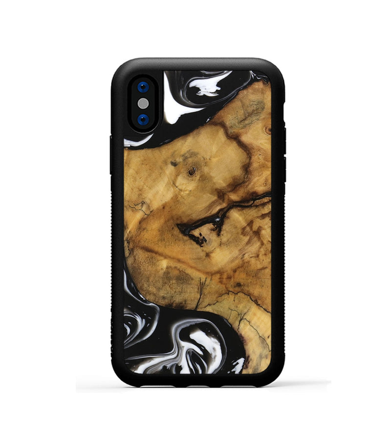 iPhone Xs Wood Phone Case - Amiya (Black & White, 740236)