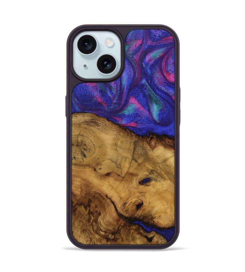 iPhone 15 Wood Phone Case - Abbas (Purple, 740246)