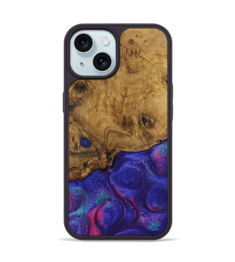 iPhone 15 Wood Phone Case - Arda (Purple, 740247)