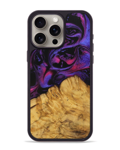 iPhone 15 Pro Max Wood Phone Case - Helmer (Purple, 740261)