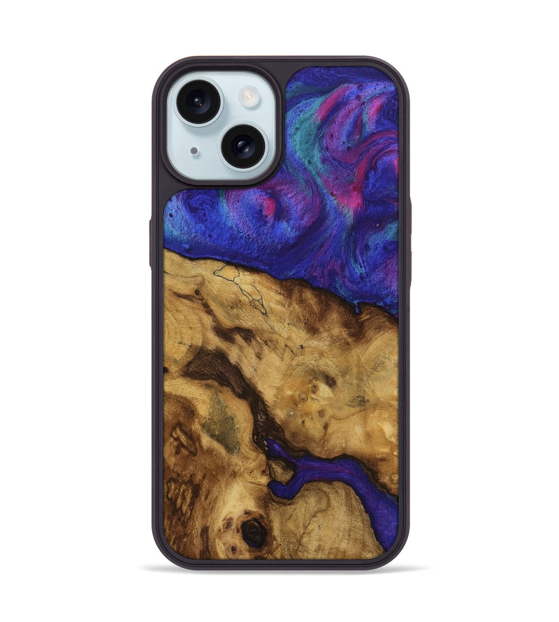 iPhone 15 Wood Phone Case - Fady (Purple, 740264)