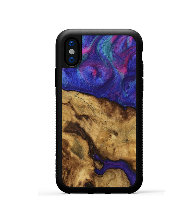 iPhone Xs Wood Phone Case - Fady (Purple, 740264)