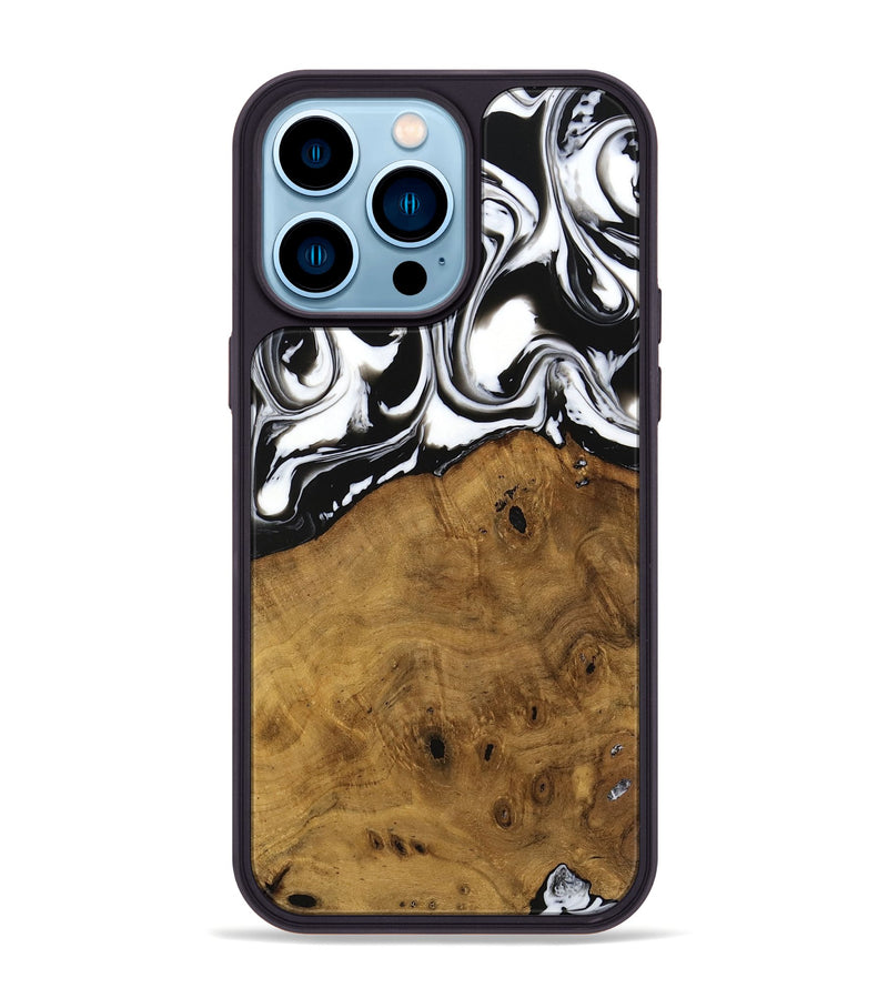 iPhone 14 Pro Max Wood Phone Case - Jarrad (Black & White, 740267)