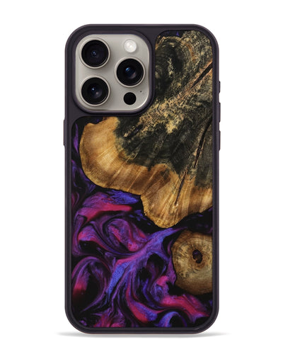 iPhone 15 Pro Max Wood Phone Case - Line (Purple, 740268)