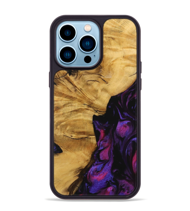 iPhone 14 Pro Max Wood Phone Case - Helaine (Purple, 740286)