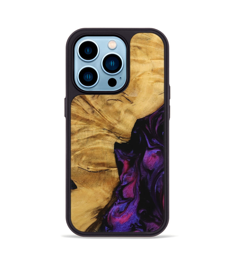 iPhone 14 Pro Wood Phone Case - Helaine (Purple, 740286)