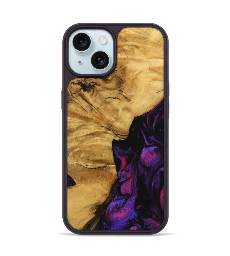 iPhone 15 Wood Phone Case - Helaine (Purple, 740286)