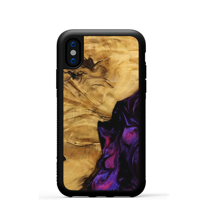 iPhone Xs Wood Phone Case - Helaine (Purple, 740286)