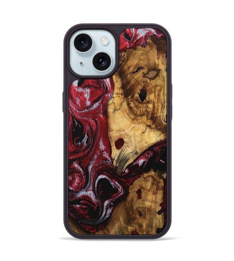 iPhone 15 Wood Phone Case - Verlin (Red, 740298)