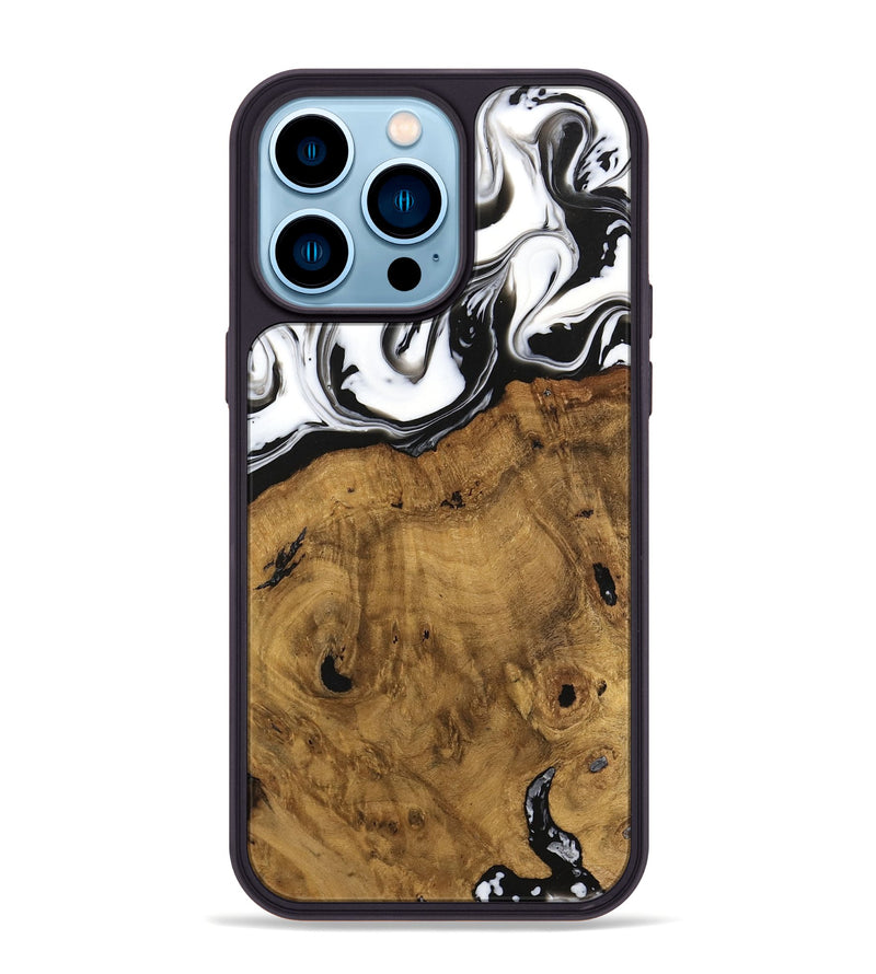 iPhone 14 Pro Max Wood Phone Case - Voto (Black & White, 740316)