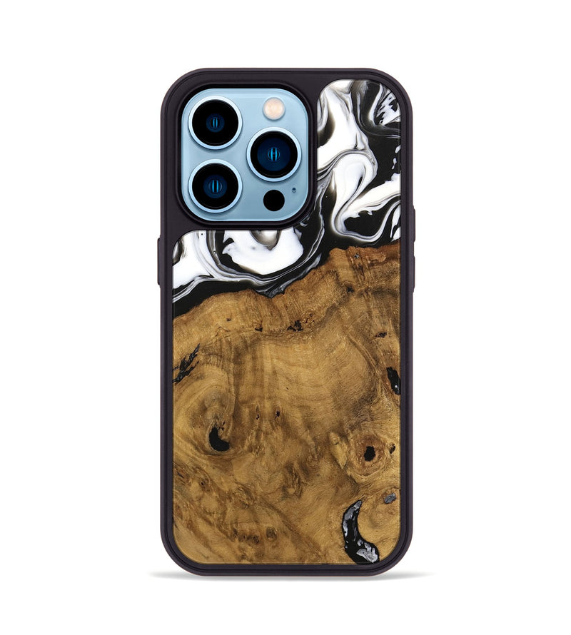 iPhone 14 Pro Wood Phone Case - Voto (Black & White, 740316)