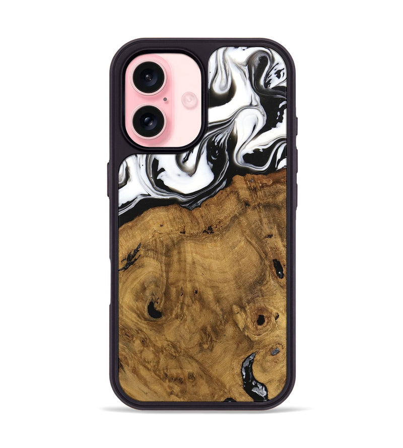 iPhone 16 Wood Phone Case - Voto (Black & White, 740316)