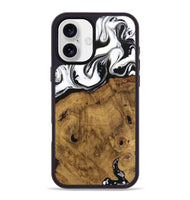 iPhone 16 Plus Wood Phone Case - Voto (Black & White, 740316)