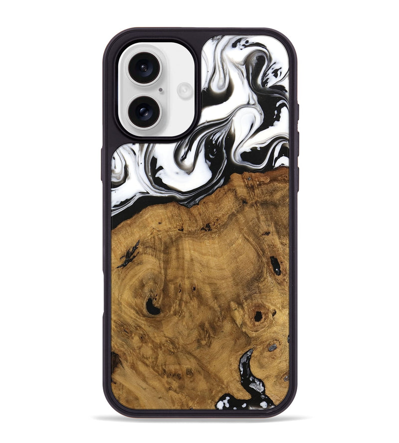 iPhone 16 Plus Wood Phone Case - Voto (Black & White, 740316)