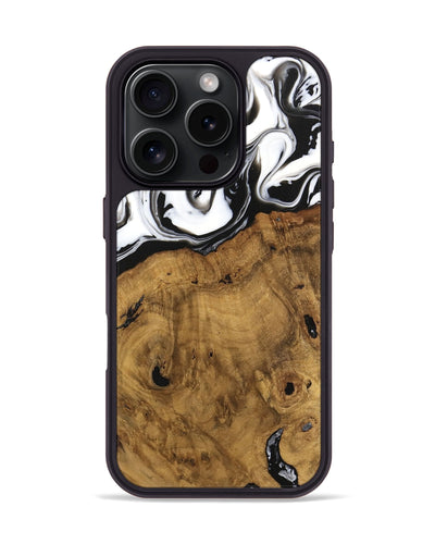 iPhone 16 Pro Wood Phone Case - Voto (Black & White, 740316)