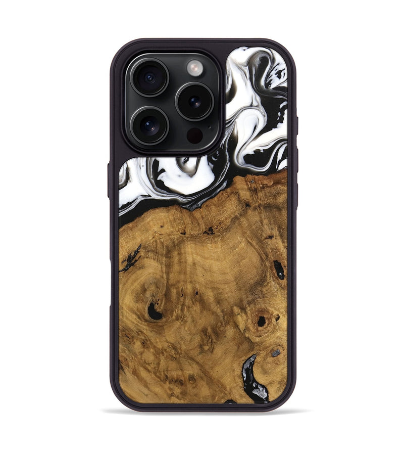 iPhone 16 Pro Wood Phone Case - Voto (Black & White, 740316)