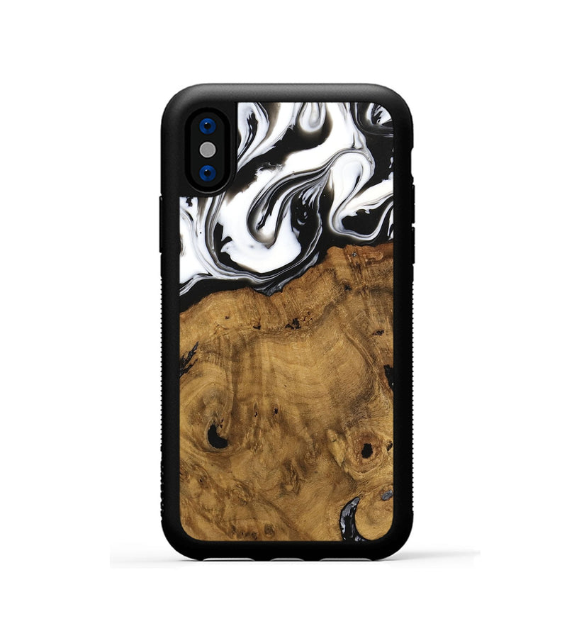 iPhone Xs Wood Phone Case - Voto (Black & White, 740316)