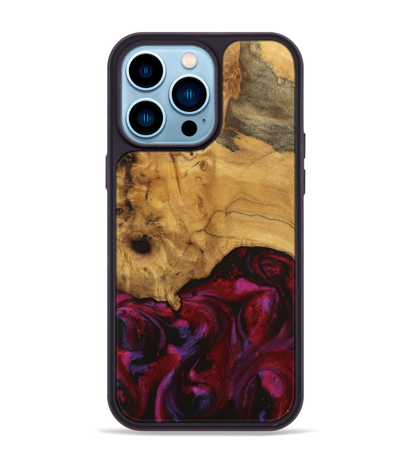 iPhone 14 Pro Max Wood Phone Case - Rickrd (Red, 740338)