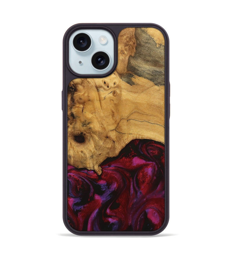 iPhone 15 Wood Phone Case - Rickrd (Red, 740338)