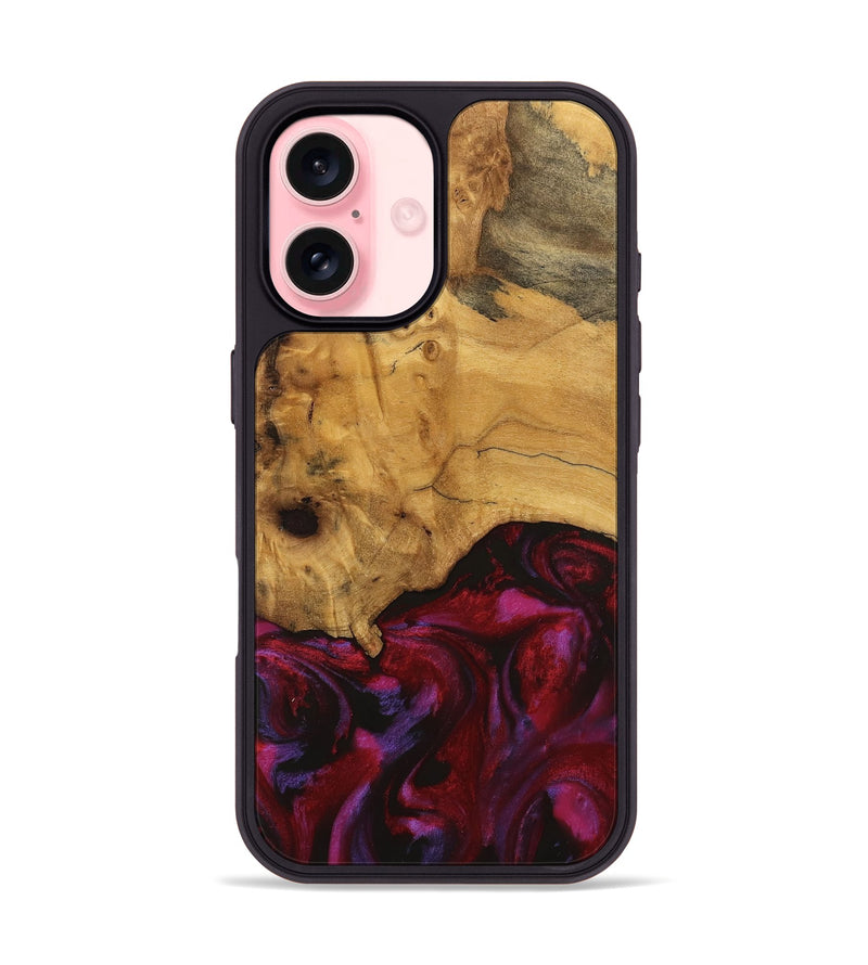 iPhone 16 Wood Phone Case - Rickrd (Red, 740338)