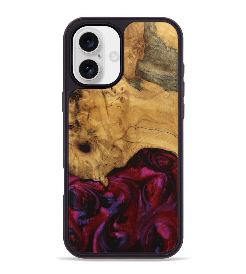 iPhone 16 Plus Wood Phone Case - Rickrd (Red, 740338)